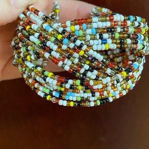Multi Color Beaded Cuff Bracelet